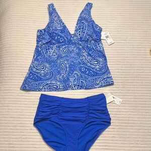 Blue Paisley Tankini Set